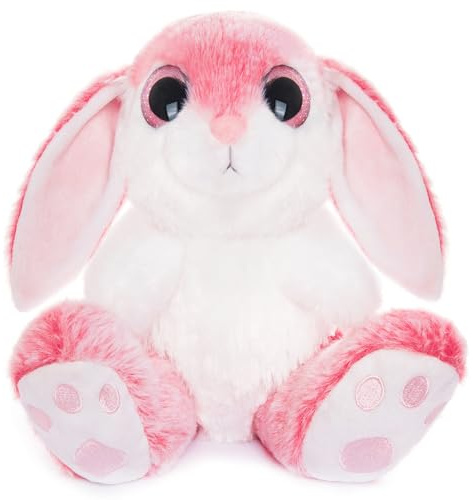 My OLi Osterhase Kuscheltier Hase 20cm Plüsch Hase Stofftier Kuscheltiere Schlappohren Sitzend Kuschelhase Plüschtiere Für Mädchen Kinder Jungen Rosa und weißer Mix Farbe