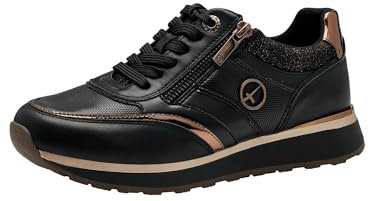Tamaris Damen Sneaker Wechselfußbett; Black/Copper, EU 40