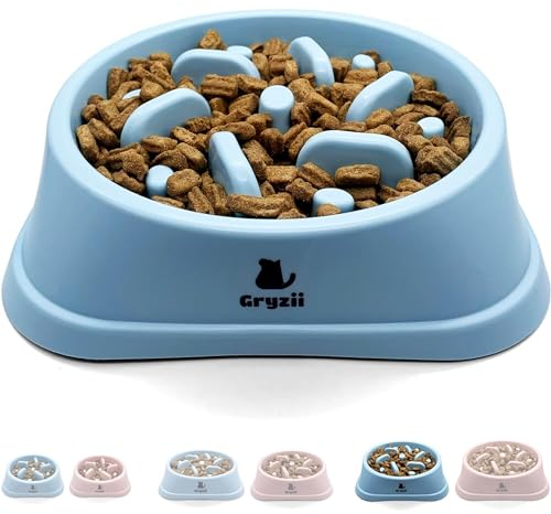 Gamelle anti-glouton pour chien - Grande gamelle lente et saine - Favorise la digestion - Anti-vomissements - Pied antidérapant - Pour chiens de grande et XXL (bleu, grand chien)