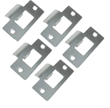 Chrome Plated Tubular Latch Replacement Striker Plate, Adjustable for Swinging Doors, Stainless Steel, 510pc Standard, Fit Steel Jamb, Silver, 69x37 5x0 8mm (10pc)