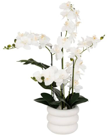 Atmosphera - Orchidée Artificielle en Pot Mick Pot en céramique Blanc h80cm