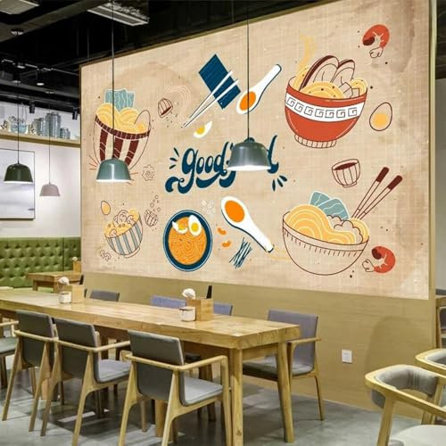3D Lebensmittelnudelmuster Selbstklebende Fototapete 3D Esszimmer Tapete Wandbild Wohnzimmer Hintergrund Selbstklebende Wandverkleidung Markt Tapete 200x140cm