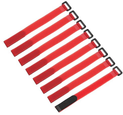 sourcing map 8Pcs Reusable Battery Tie Down Straps,0.8x10 Red Nylon Multipurpose Battery Hold Down Adjustable Cinch Strap Hook Loop Fastening Tie for Quadcopters FPV RC Drone Boat Car