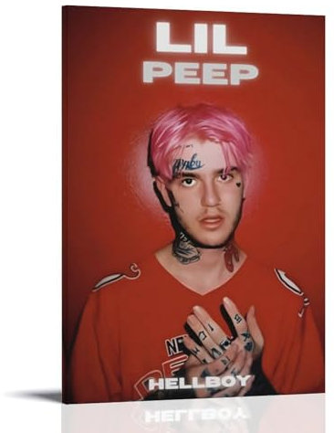 Lil Peep Poster, Hellboy-Album, Poster, Leinwand, dekoratives Gemälde, modern, ästhetisch, dekoratives Gemälde, Schlafzimmer, Wohnzimmer, Kunstposter, 60 x 90 cm, Rahmenstil-3