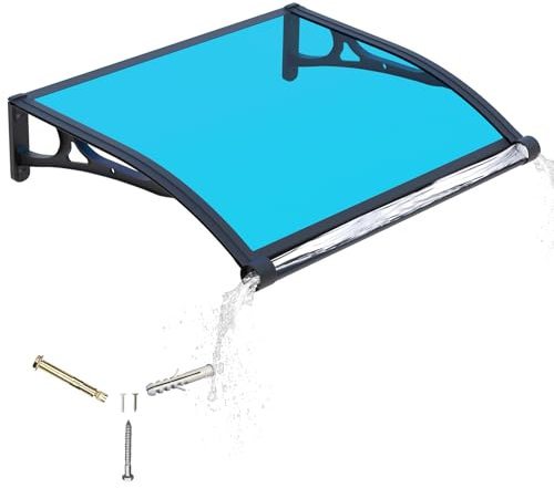 Door Canopy Outdoor Awning with Drainage,120x100cm Rain Shelter Awnings for Patios,Porch,Window Canopies with Aluminium Bracket,Solid Polycarbonate Sheet UV,Snow Protection