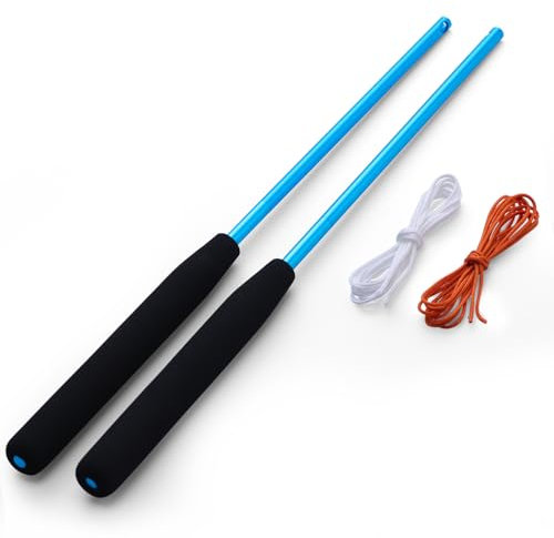 YOSTAR Lot de 2 baguettes de diabolo de 33 cm pour diabolo de diamètre moyen taille 5 avec cordon diabolo (bleu)