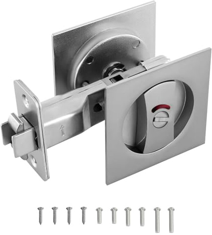 Cerradura de puerta de bolsillo, cerradura de puerta corredera de cavidad con indicadores de color y tirador empotrado para puertas interiores y externas