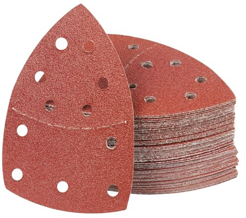 PMIQSA 80PCS 60 Grits Sanding Pads Mouse Sander Pads 11 Hole Sanding Sheets Hook Sandpaper Sheets for Multitool Detail Sander Paper
