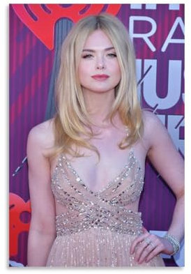 YOUMAN Poster mit Motiv Elle Fanning American Actress Poster, Gemälde, Leinwand, Wandkunst, Wohnzimmer, Poster, Gemälde, 30 x 45 cm