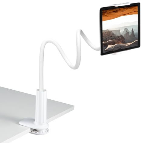 Trintion Gooseneck Tablet Holder, 360° Flexible Tablet Stand, Adjustable Tablet Stand for iPad Mini Air Samsung Galaxy Tab iPhone Switch 4.5-10.5 Devices (White)