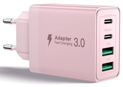 Aioneus Chargeur USB C, 40W 4 Port Prise USBC Chargeur Rapide iPhone, 3.1A PD+QC Type C Adaptateur Multi Secteur Chargeur pour iPhone16 15 14 13 12 11 Pro Max X XS XR 8 7 6S Plus Mini SE,iPad,Samsung