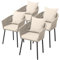 STEELSØN Gartenstuhl Nair 4er Set, Armlehnenstuhl aus Rattan, Balkonstuhl mit Sitzkissen, pulverbeschichtetes Stahlgestell, Beige