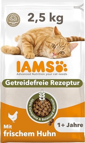 IAMS Cibo per gatti senza cereali con pollo - Alimenti secco per gatti adulti da 1 anno, 2,5 kg