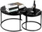 OHMG Lot de 2 Tables Basses gigognes,Table Basse Ronde,Empilable,Design Industriel,Table Basse de Salon,Pieds en métal,Tables de d'appoint,70/50CM Effet marbre (Noir-70 * 70 * 45cm)