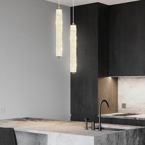 Stesulfr Pendelleuchte moderner goldener Kronleuchter Mini Kristall Esszimmer Hängelampe verstellbare Nachttischlampe Insel über der Deckenlampe für Kücheninsel Schlafzimmer Bar Badezimmer Leuchte