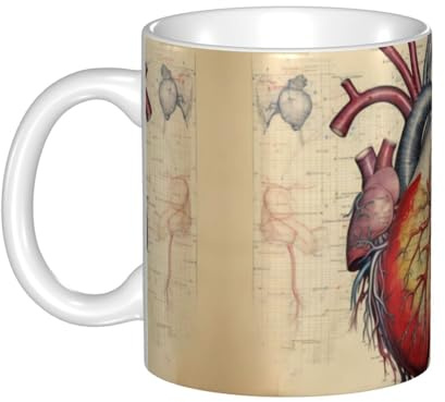 WHJDPP human anatomy heart chart Printed mug ceramic Mugs for cappuccino, latte, cereal, yogurt, milk, hot or cold drinks Micro-wave oven