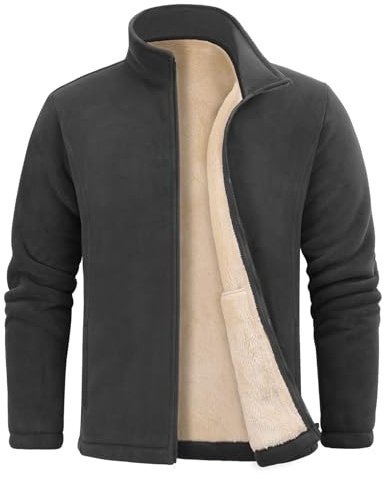 Nadeer Veste Polaire pour homme Hiver Chaud Casual Coupe-Vent Blousons Zippée Outdoor Jacket sans Capuche avec Poches