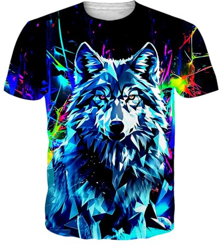 NEWISTAR T-Shirts für Männer T Shirt 3D Druck Shirt Bunt Tee Tshirts Neon T-Shirt Casual Shirts Sommer M