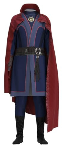 SZRXKJ Halloween Kostüm Superhelden-Outfit mit Cape Marineblau und Burgunderrot Deluxe Cosplay-Set (Blau, 170)