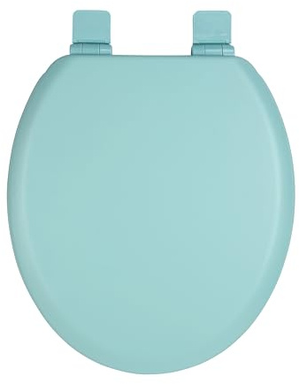 Toilet Seat Wooden Core Matt - Soft Touch & Ultra Smooth (Orange Peel Free), Soft-Close Mechanism & Quick Release (Easy-Clean) - O-Shape, Hole Spacing 155 mm - PIKLiDS (Light Turquoise Matte)