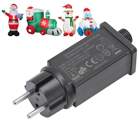 Sionhiuo Adaptador De Corriente Para Luces De Cadenas, Transformador LED 12V Enchufe UE Para Luces De, Transformador Impermeable IP44 Para Decoración Exterior Inflables De Jardín, Decoración Navidad