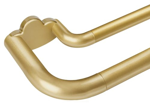 HOTOZON Barra Doble para Cortinas 76-122 cm, Diseño Envolvente y Extensible 19 mm en Dorado Opaca, para Dormitorio y Salón