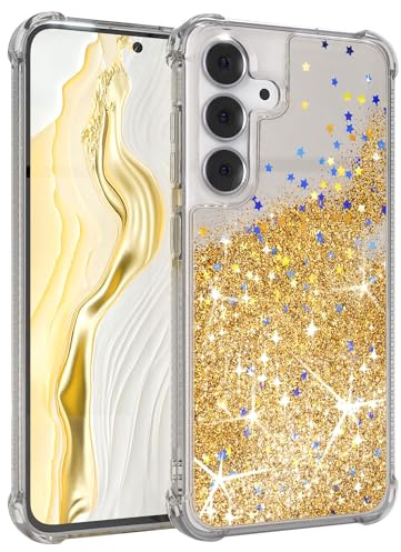 EAZY CASE - Glitzer Hülle - kompatibel mit Galaxy S25 FE Handyhülle für Galaxy S25 FE Hülle Silikon leichtes Shiny Cover stoßfestes Phone Case als Fallschutz in Liquid - Gold