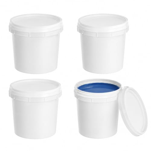 Ipetboom Plastic Paint Bucket With Lid 500ml Chemical Resistant Empty Pails | 4 Pack White Tubs, Airtight Leakproof Locking, Ideal For Automotive Fluid Waste, DIY Coating Pots, Space Saving Containers
