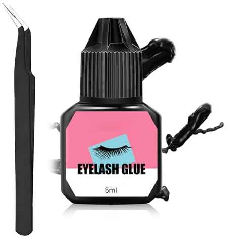 Pegamento para Extensiones de Pestañas,5ml,Secado Rápido 1-2s,6-7 Semanas,Resistente al Agua,Pegamento Permanente para Pestañas, Extensiones de Pestañas(Negro) (2)