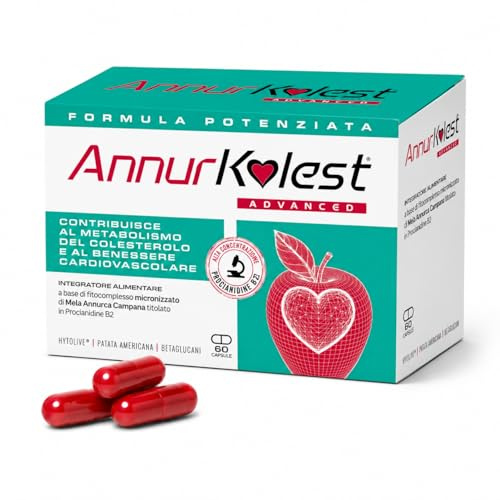 AnnurKolest Advanced 60 Capsule | Integratore per Colesterolo e Benessere Cardiovascolare con Mela Annurca Campana, Hytolive®, Betaglucani e Patata Americana | Senza Glutine e Lattosio, Vegan