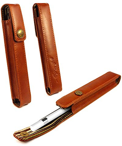 Alston Craig Personalisiert Vintage Echt Leder Hülle Tasche Apple iPad Pen/Pencil - Braun