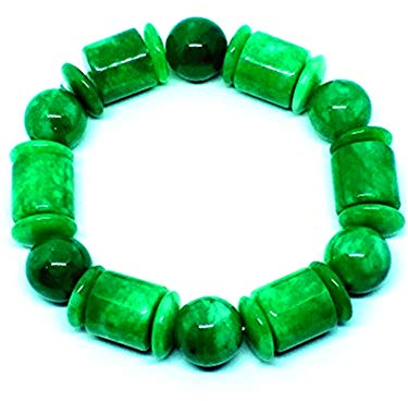 yigedan Elastisches Armband mit grünen Jadeperlen