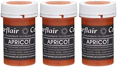 Sugarflair Apricot Pastel Food Colouring Paste, Highly Concentrated for Use with Sugar Pastes, Buttercream, Royal Icing or Cake Mix, Subtle Colour Dye - 25g (Pack of 3)