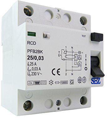 SEZ fi de interruptor 25 A 30 mA 2P 10 kA tipo B RCD/RCCB – Interruptor diferencial (8842