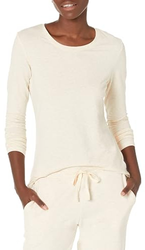 Amazon Essentials Women's Regular-Fit Long-Sleeve Crewneck T-Shirt (Available in Plus Size), Oatmeal Heather, M