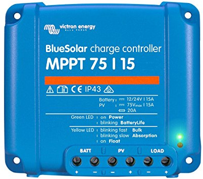 Victron BlueSolar MPPT 75/15 15A Solar Charge Controller for Solar Panels up to 220W (12V) / 440W (24V) and up to 75V