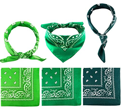 Blulu Paisley Bandanas Verschiedene Cowboy Bandanas Unisex Neuheit Druckkopf Wickeln Schal Armband für Erwachsene und Kinder (Sortiert Grün)