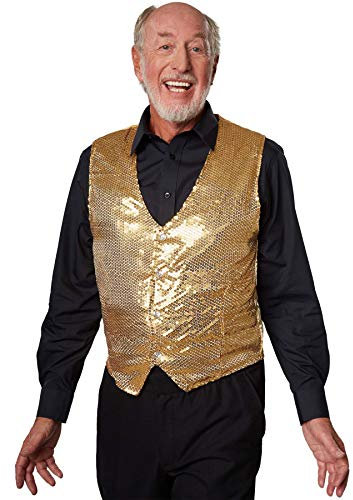 dressforfun 901000 Herren Pailletten Anzug Weste, V-Ausschnitt, Ärmellos, gold - diverse Größen - (M | Nr. 303962)