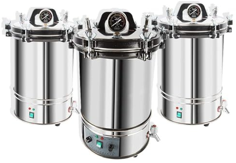 hzexun Autoclave en acier inoxydable stérilisateur à vapeur armoire de stérilisation en acier inoxydable pour équipement médical dentaire (Réglage de l'heure,18L)
