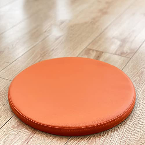 ZZZYZ Runde Leder Sitzkissen Komfürt Atmungsaktiv Memory Foam Stuhlkissen Büro Tatami Meditationskissen Sitzpolster Für Bürostuhl Lounge Chair-Orange 35cm(14inch)