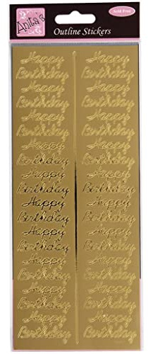 Glänzende Goldfolie Happy Birthday Etiketten und Aufkleber für Bastelkarten und Dekoration