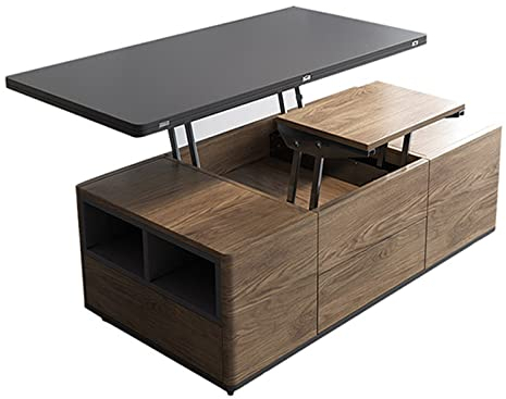 YXDFG Lift-Top-Couchtisch,Mit Geheimfach Und Verstellbarem Ablageboden,Holz Lift Top Couchtisch,Mit 360° Feststellbarem Schwenkrad,Für Wohnzimmer, Büro