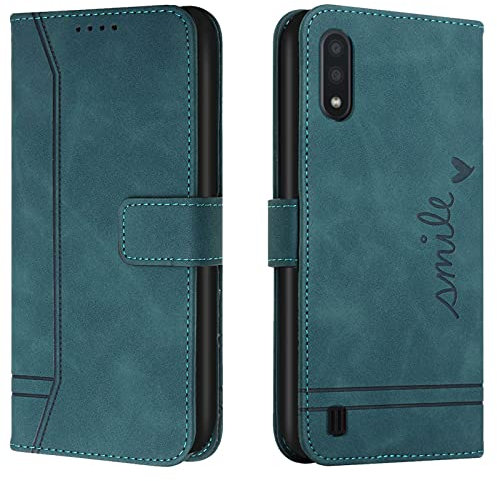 Lihondar Coque pour Samsung Galaxy A10 / M10, Etui Portefeuille Samsung A10 / M10, Protection Etui à Rabat Housse en Cuir PU avec Antichoc TPU [Fermoir Magnétique] pour Samsung A10 / M10 (Vert)