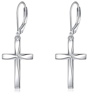 YAFEINI Kreuz Ohrringe Sterling Silber Kreuz Baumeln Tropfen Ohrring Kreuz Schmuck Geschenke für Damen