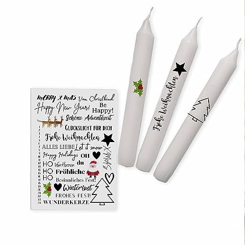 Kerzen Sticker Weihnachten-Kalender | Kerzenfolie | Kerzentattoo | Bastelset für Kerzen | Weihnachtsgeschenk | Kalender | Geschenk | Basteln | Sprüche (DIN A6, 0 Kerzen)