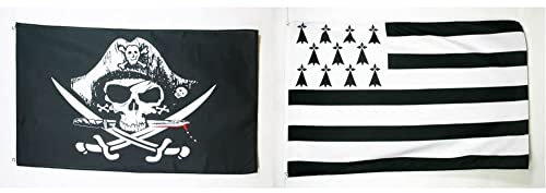 AZ FLAG Drapeau Pirate Sabres 90x60cm - Drapeau Corsaire 60 x 90 cm - Drapeaux & Drapeau Bretagne 90x60cm - Drapeau Breton - France 60 x 90 cm Polyester léger