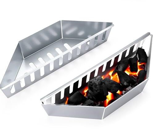 Zorestar Stainless Steel Charcoal Basket - Set of 2 Grill Basket Stainless Steel Charcoal Holder For BBQ Grilling - Heavy Duty Kettles Weber Charcoal Grill Accessory Parts For Briquette, Wood, Chip
