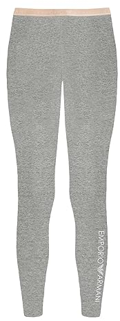 Emporio Armani Damen Emporio Armani Women's Iconic Logoband Leggings, Light Grey Melange, M EU