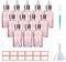 TUAKIMCE 12 x 30ml Glass Dropper Bottles, Mini Empty Glass Bottles with Dropper Pipettes, Small Sample Dropper Bottles Refillable with Funnels and Labels for Essential Oils,Aromatherapy（Pink）