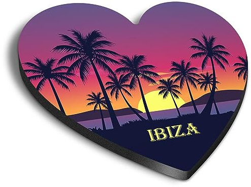 1x Heart MDF Magnet 6cm - Ibiza Spain Beach Resort - Fridge Locker Office Whiteboard Toolbox #61074